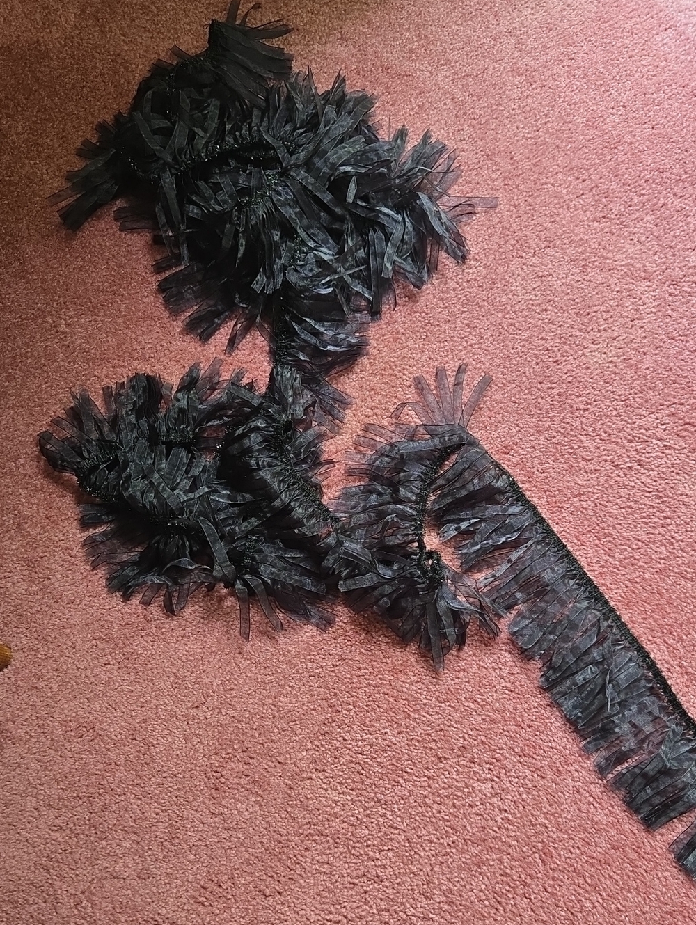 Black Feather Look Trim Fringe Accent - Home Accents